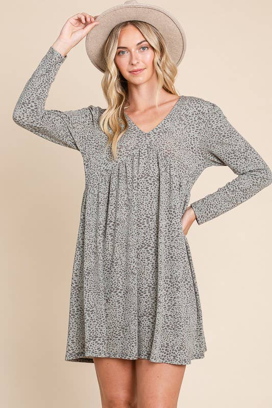 Animal Printed Swing Dress: Rust 