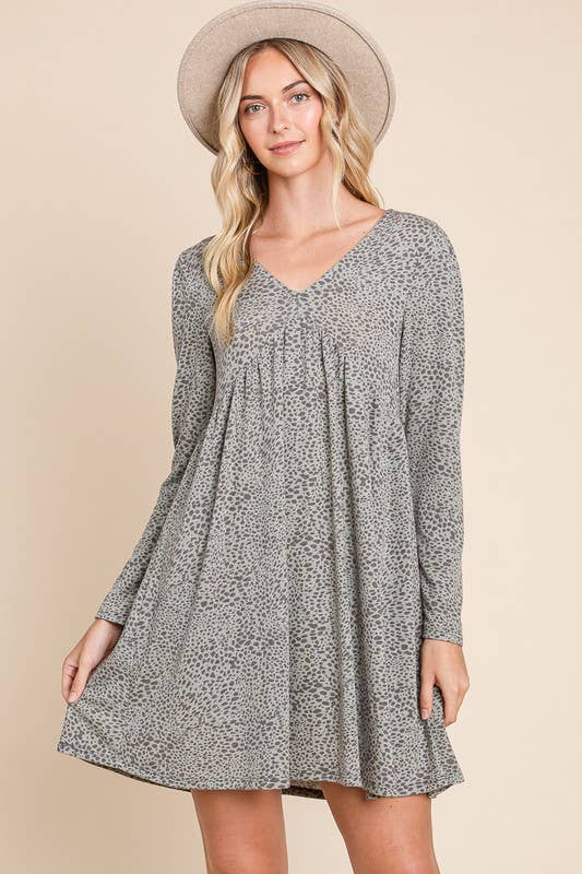 Animal Printed Swing Dress: Rust 