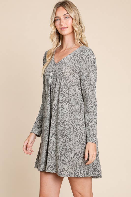 Animal Printed Swing Dress: Rust 