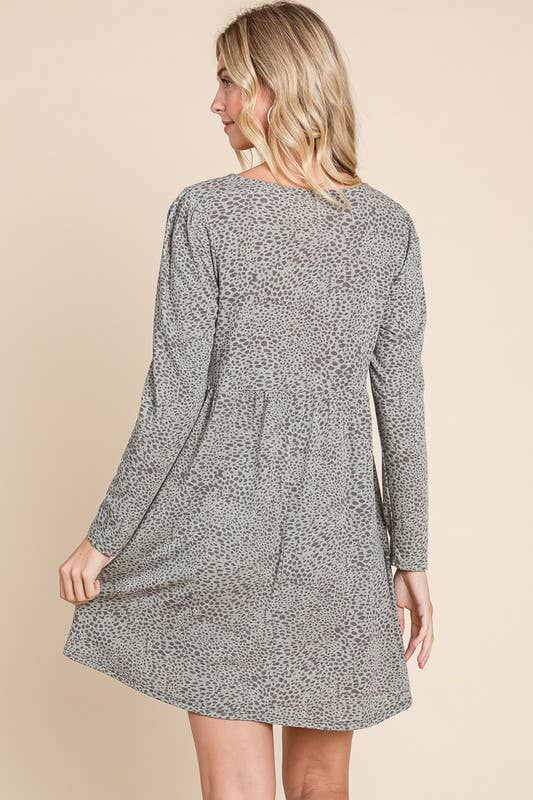 Animal Printed Swing Dress: Rust 