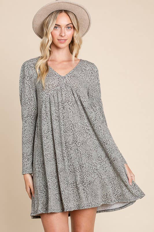Animal Printed Swing Dress: Rust 