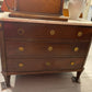 Antique 1890's Marble Top Dresser with Brass Overlay Knobs and Embellishments