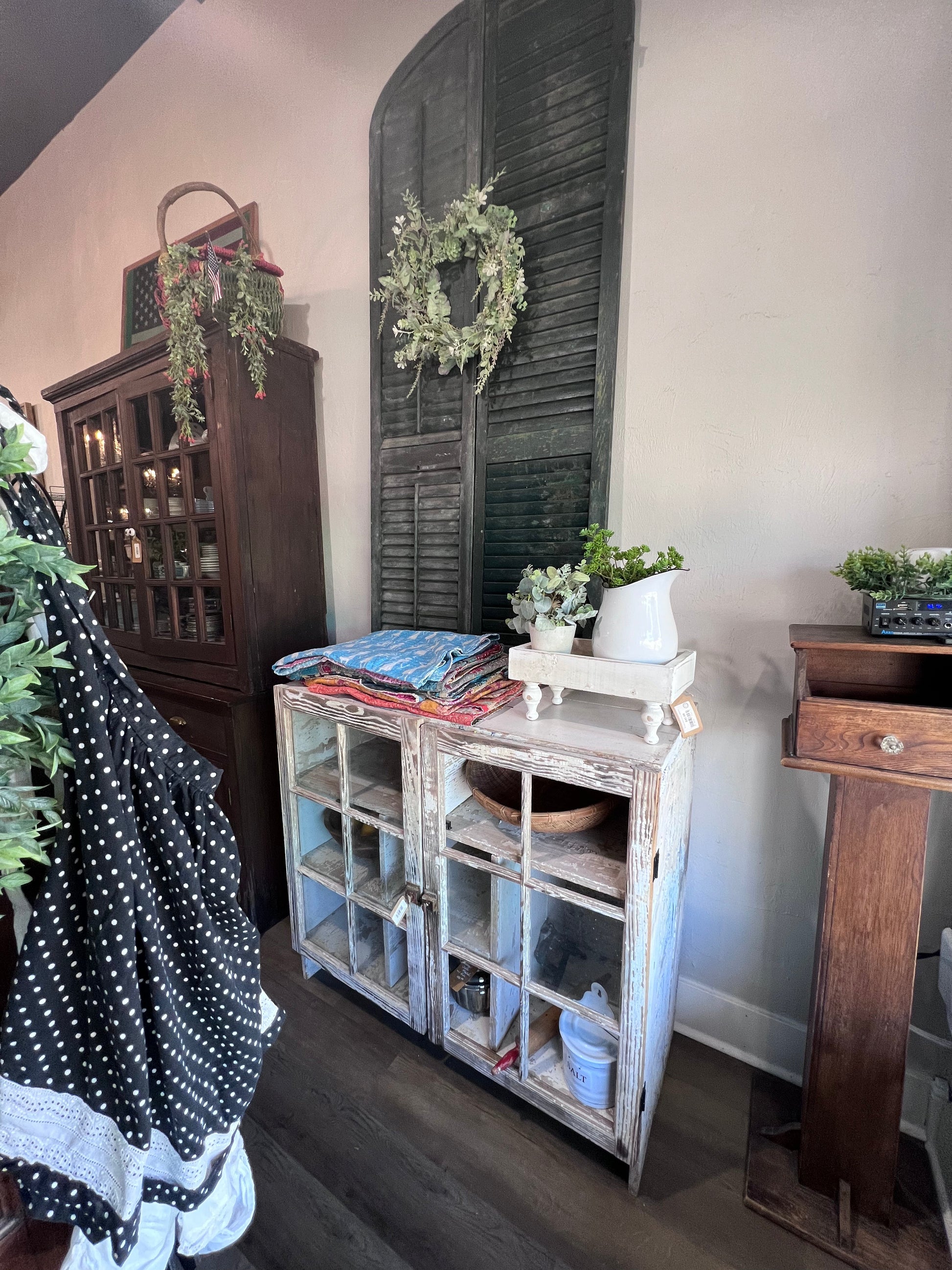 Antique 2 Door Window Chippy Cupboard