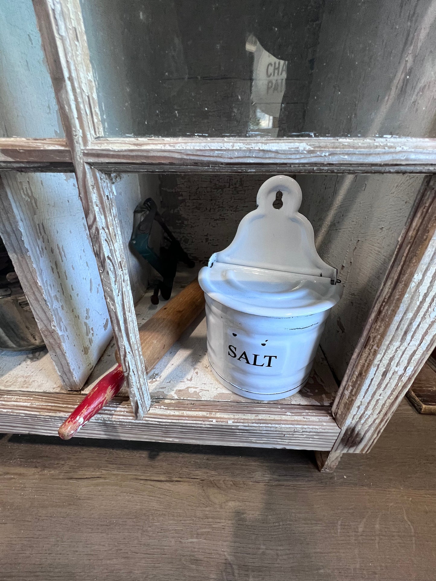 Antique 2 Door Window Chippy Cupboard