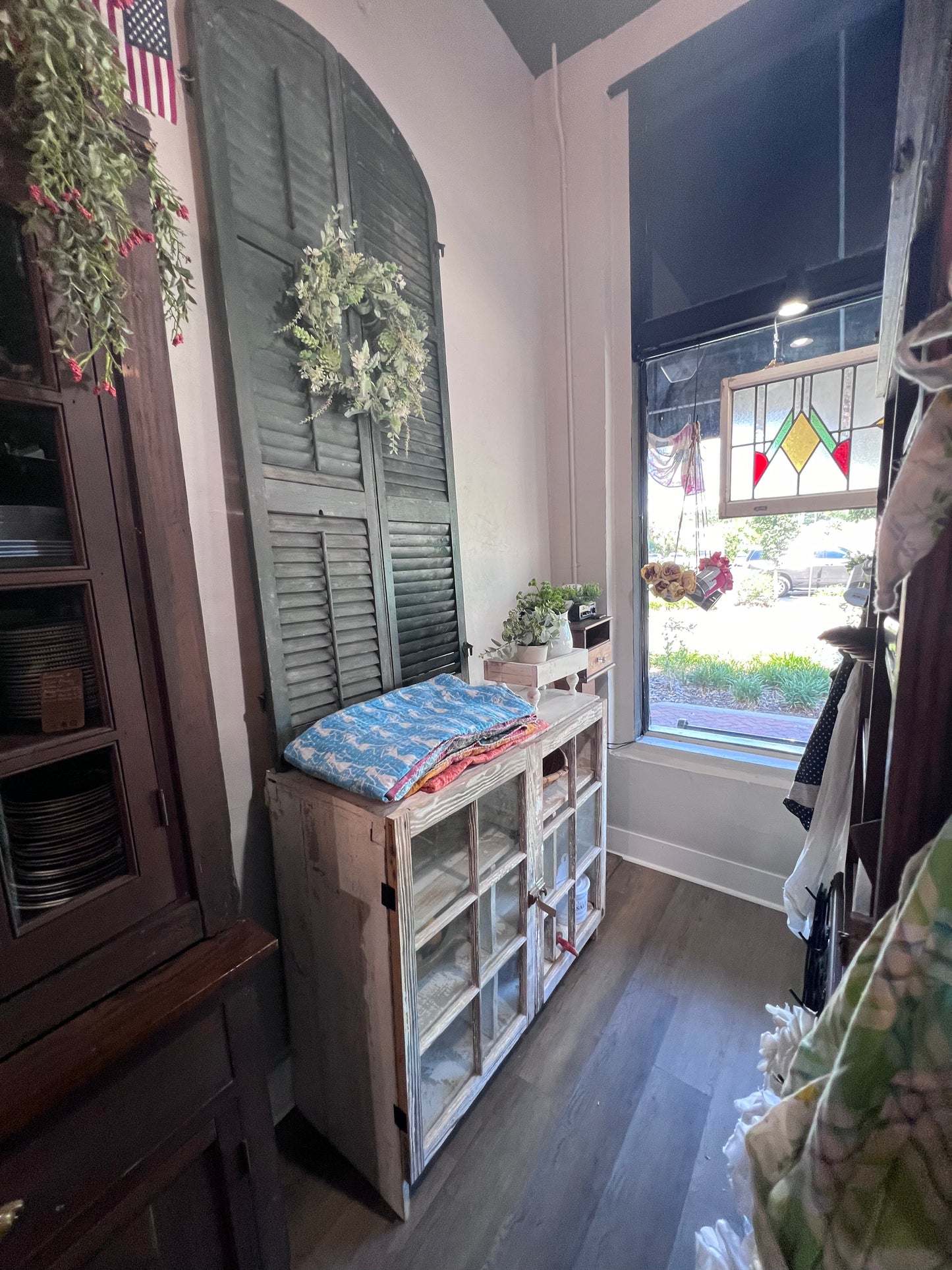 Antique 2 Door Window Chippy Cupboard