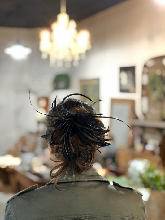 Antique Black Feather Hairpiece - The Mustard Seed Collection, The Seed