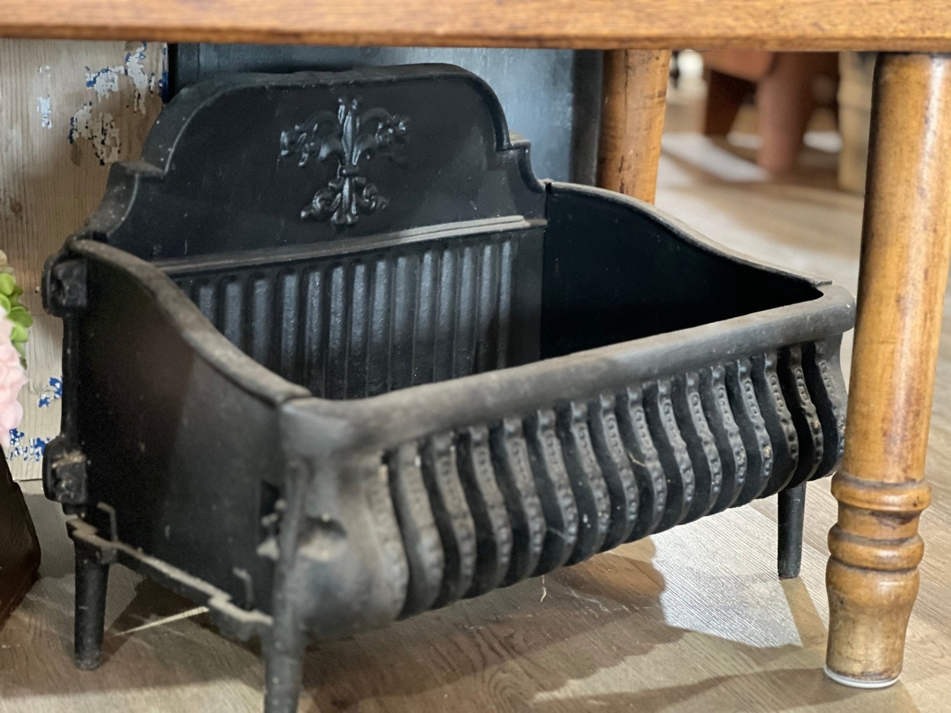 Antique Cast Iron Fireplace Coal Basket