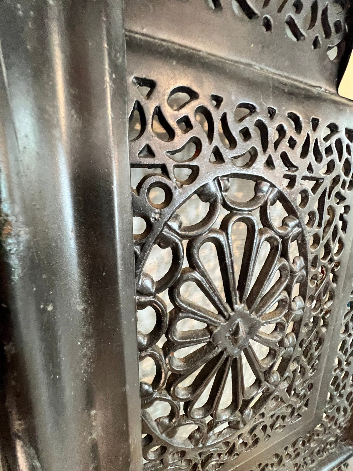 Antique Cast Iron Fireplace Insert Grill Plate - The Mustard Seed Collection, The Seed