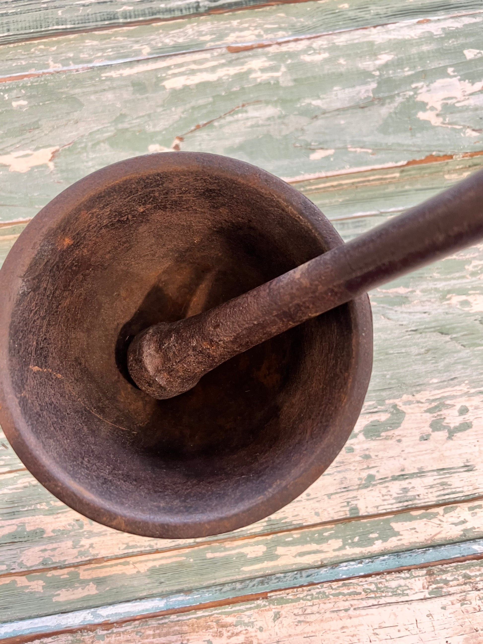 Antique Cast Iron Mortar & Pestle