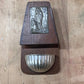 Antique Catholic Holy Water Font & Secret Bottle Holder – Our Lady of Lourdes Wood & Metal Wall Benitier, 6" x 3.25" - The Mustard Seed Collection, The Seed