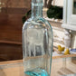 Antique Clear Blue Green Glass Flask Pocket Bottle