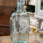Antique Clear Blue Green Glass Flask Pocket Bottle