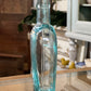 Antique Clear Blue Green Glass Flask Pocket Bottle