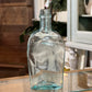 Antique Clear Blue Green Glass Flask Pocket Bottle