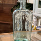 Antique Clear Green Glass Flask Bottle Warranted