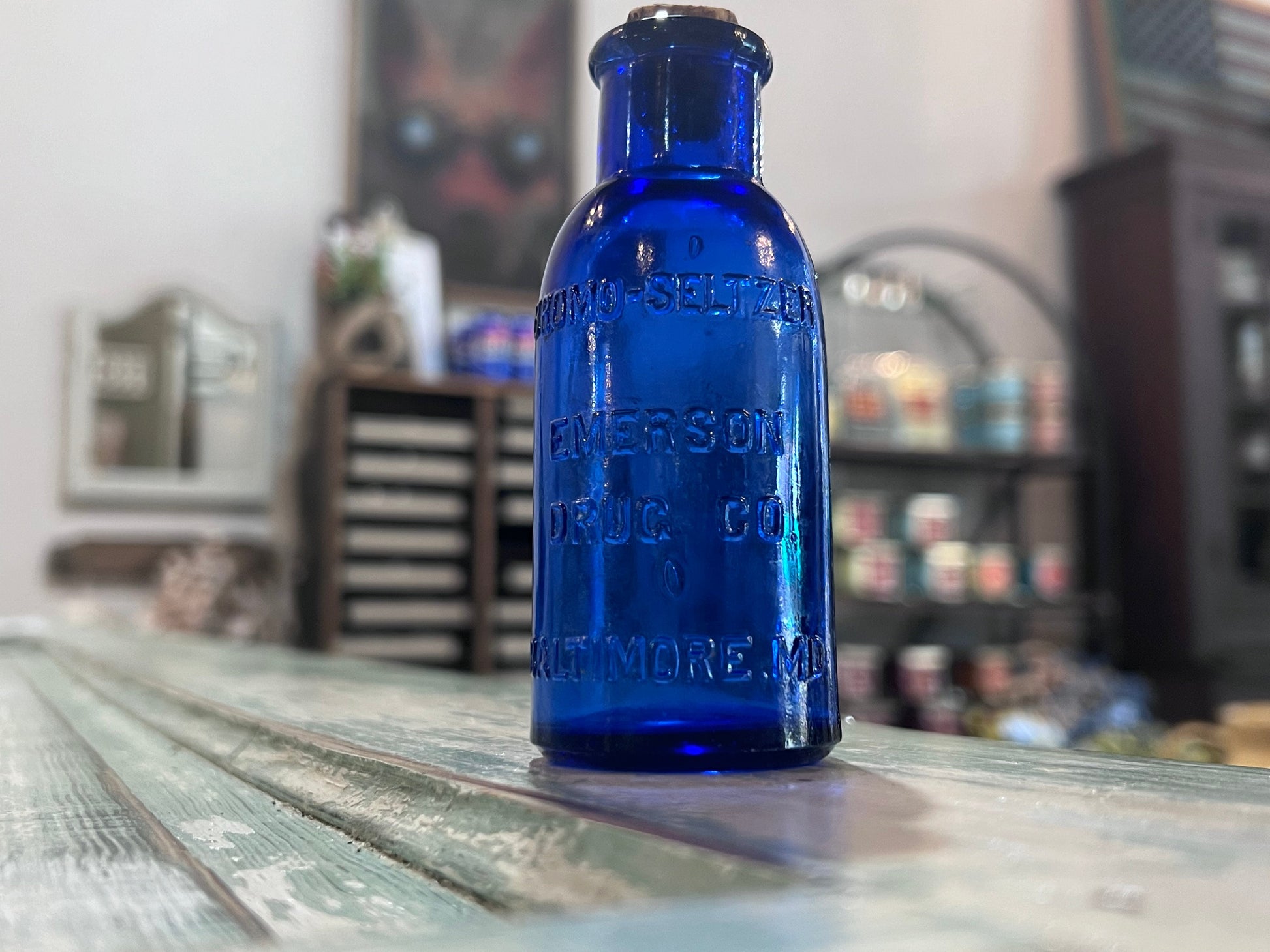 Antique Cobalt Blue Apothecary Emerson Drug Co Seltzer Baltimore MD Bottle