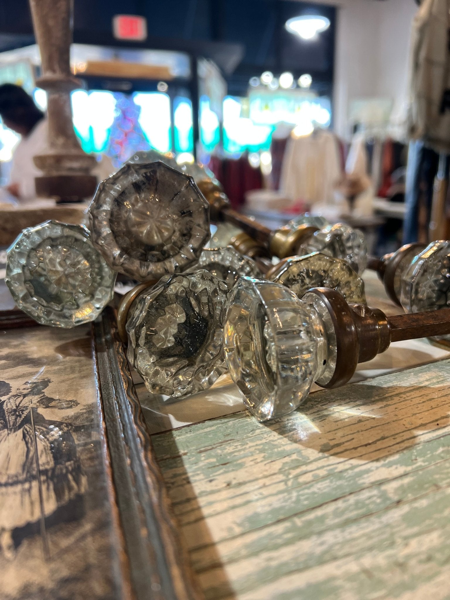 Antique Crystal Door Knob Set