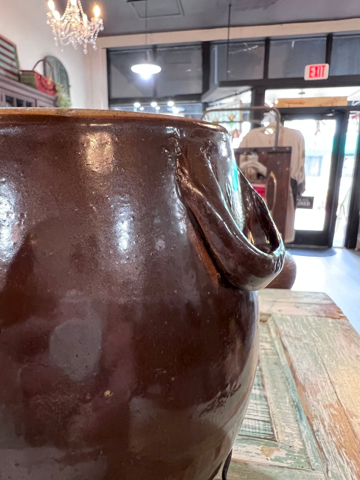 Antique Early Brown Batter Jug w handle - The Mustard Seed Collection, The Seed