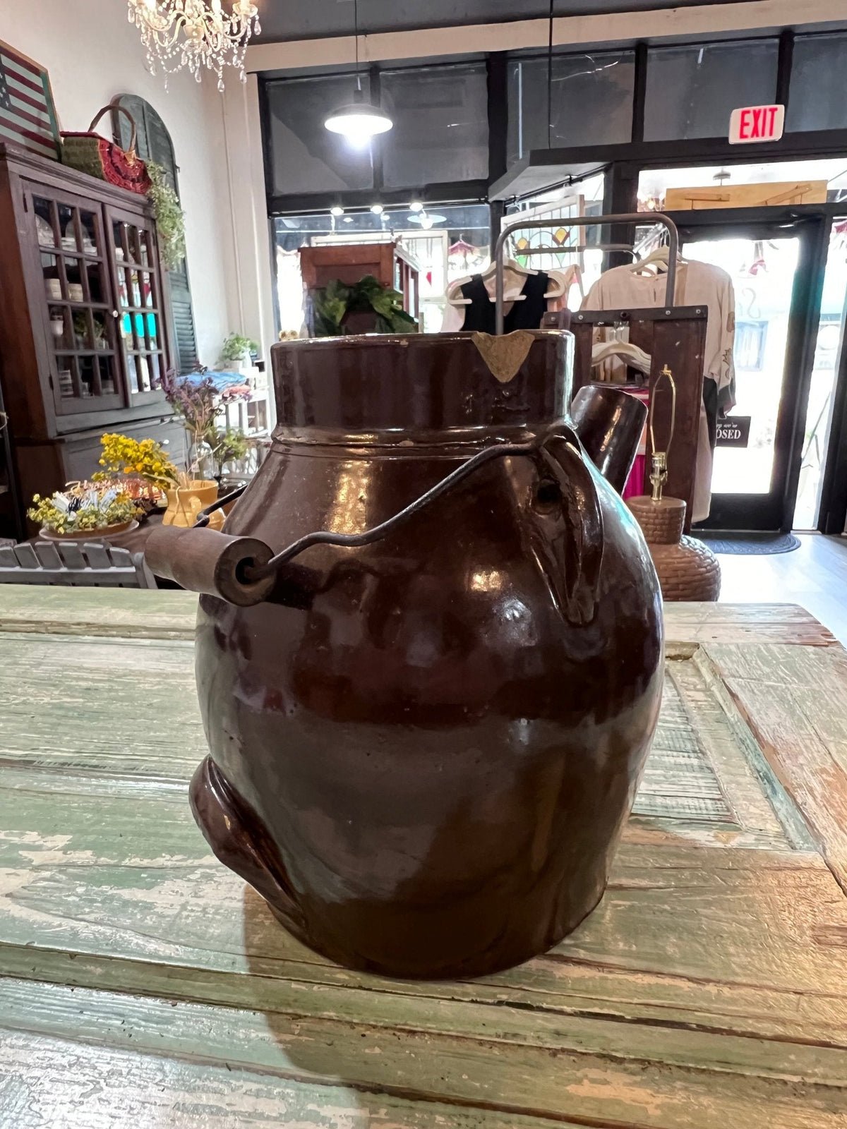 Antique Early Brown Batter Jug w handle - The Mustard Seed Collection, The Seed