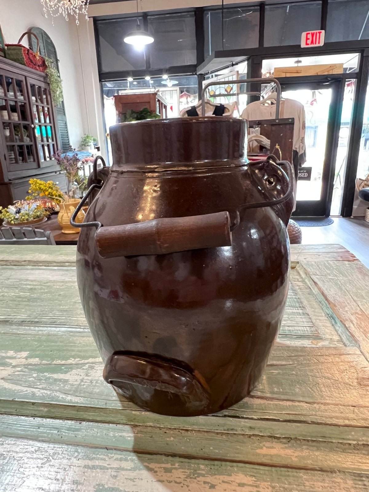 Antique Early Brown Batter Jug w handle - The Mustard Seed Collection, The Seed