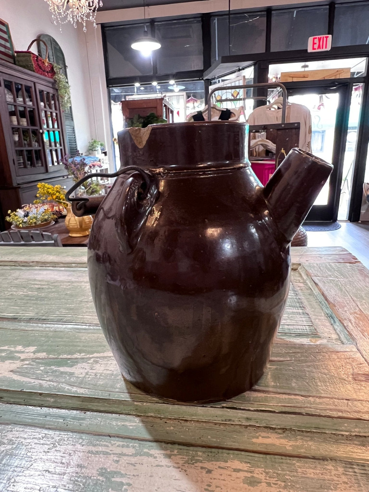 Antique Early Brown Batter Jug w handle - The Mustard Seed Collection, The Seed