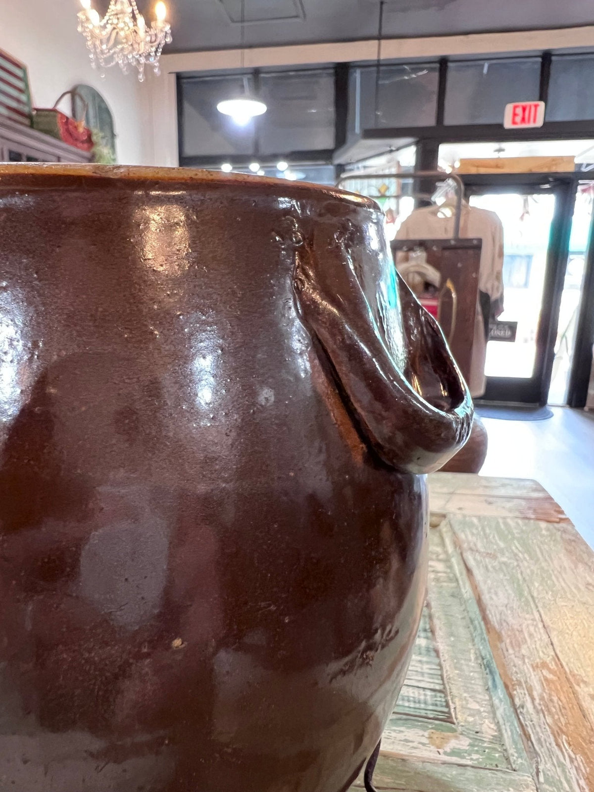 Antique Early Brown Batter Jug w handle - The Mustard Seed Collection, The Seed