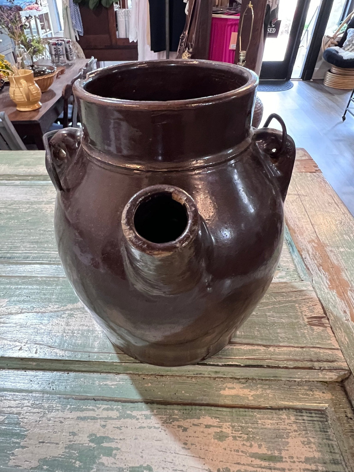 Antique Early Brown Batter Jug w handle - The Mustard Seed Collection, The Seed