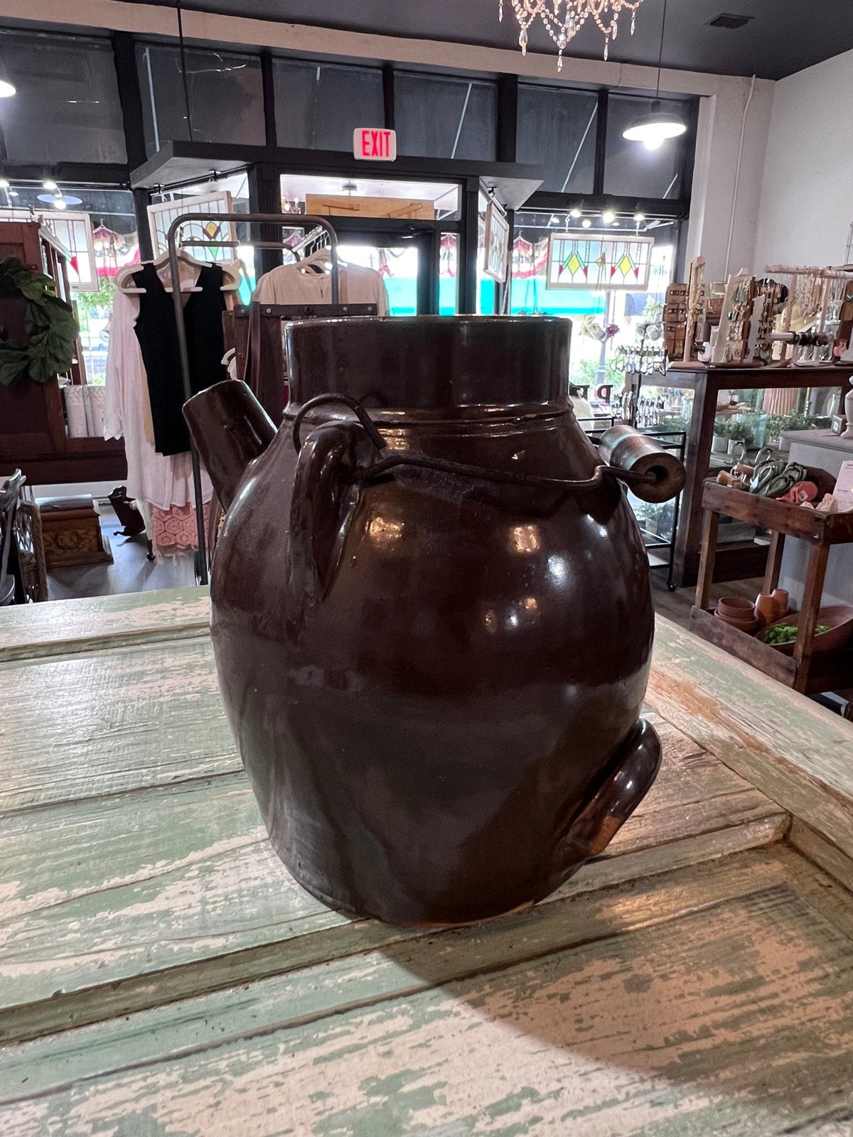 Antique Early Brown Batter Jug w handle - The Mustard Seed Collection, The Seed