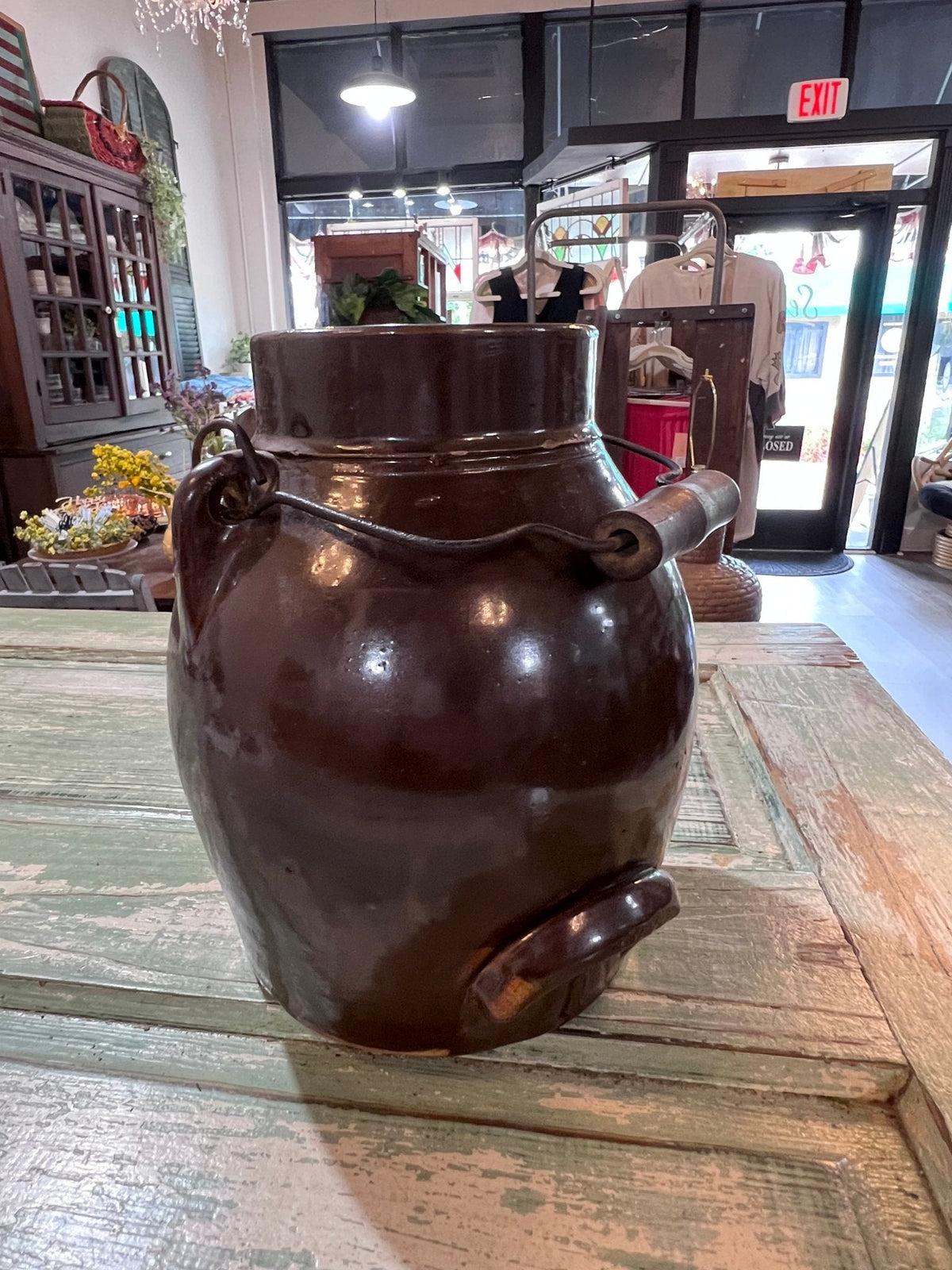 Antique Early Brown Batter Jug w handle - The Mustard Seed Collection, The Seed