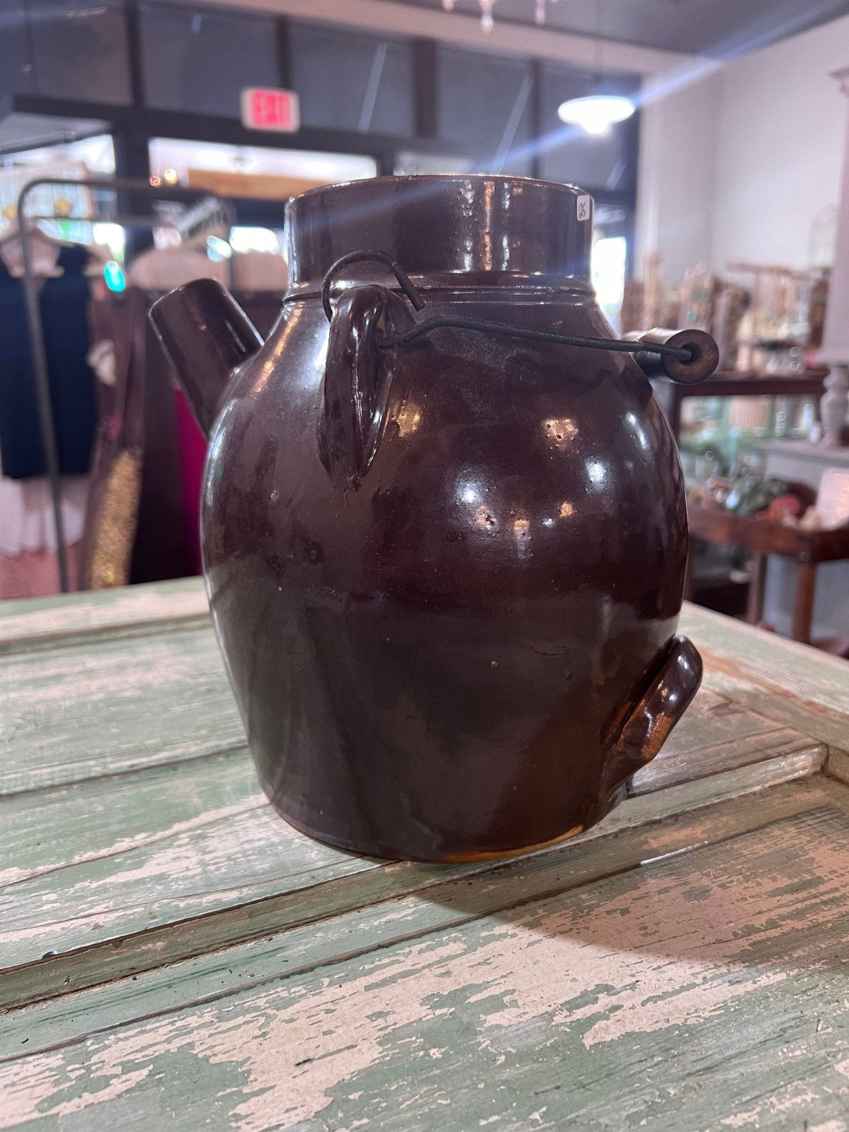 Antique Early Brown Batter Jug w handle - The Mustard Seed Collection, The Seed