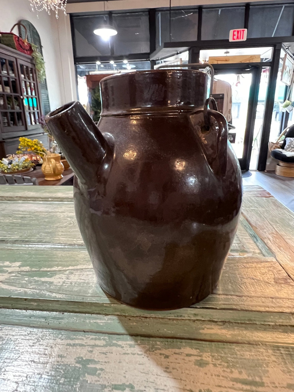 Antique Early Brown Batter Jug w handle - The Mustard Seed Collection, The Seed