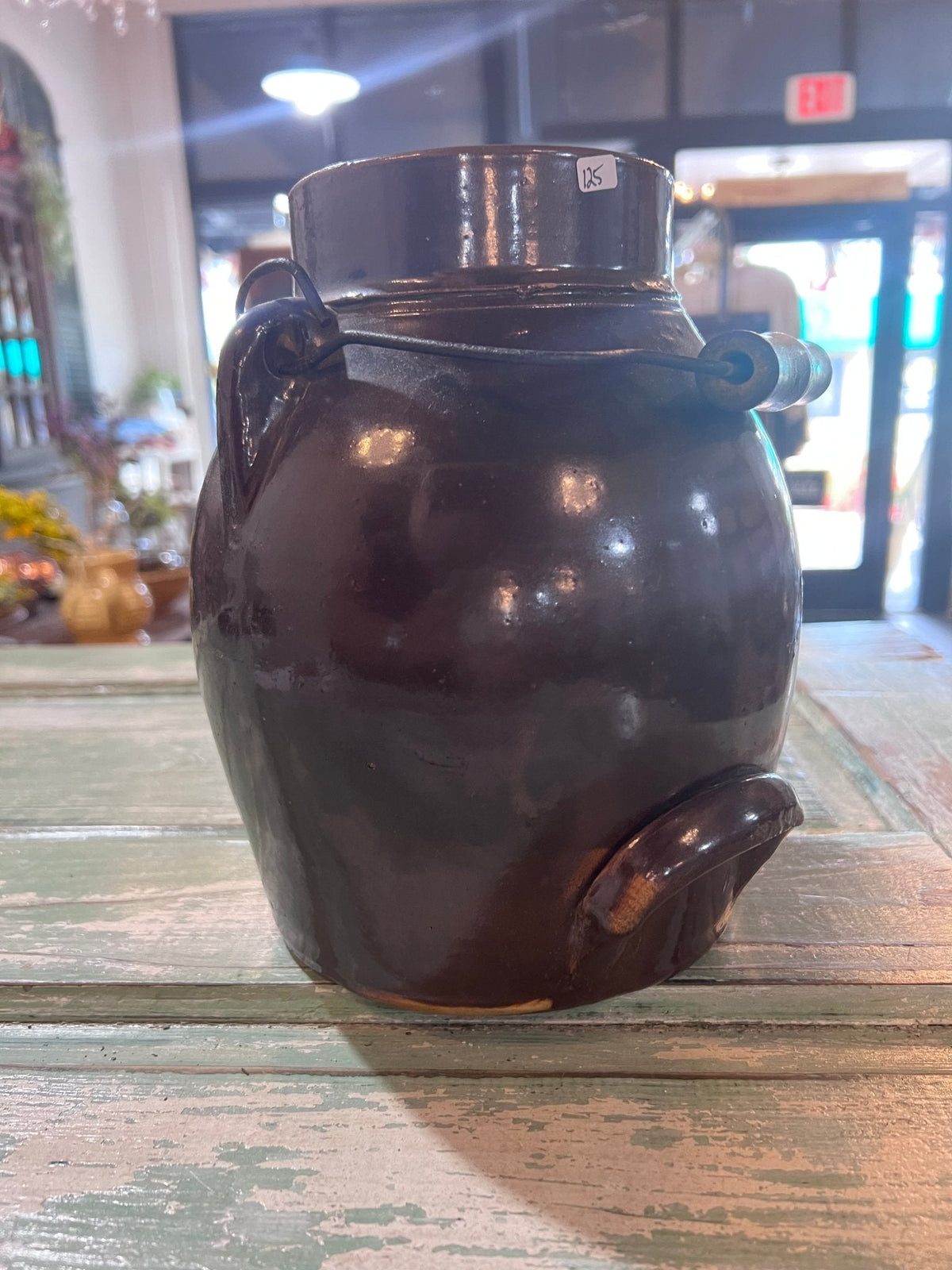 Antique Early Brown Batter Jug w handle - The Mustard Seed Collection, The Seed