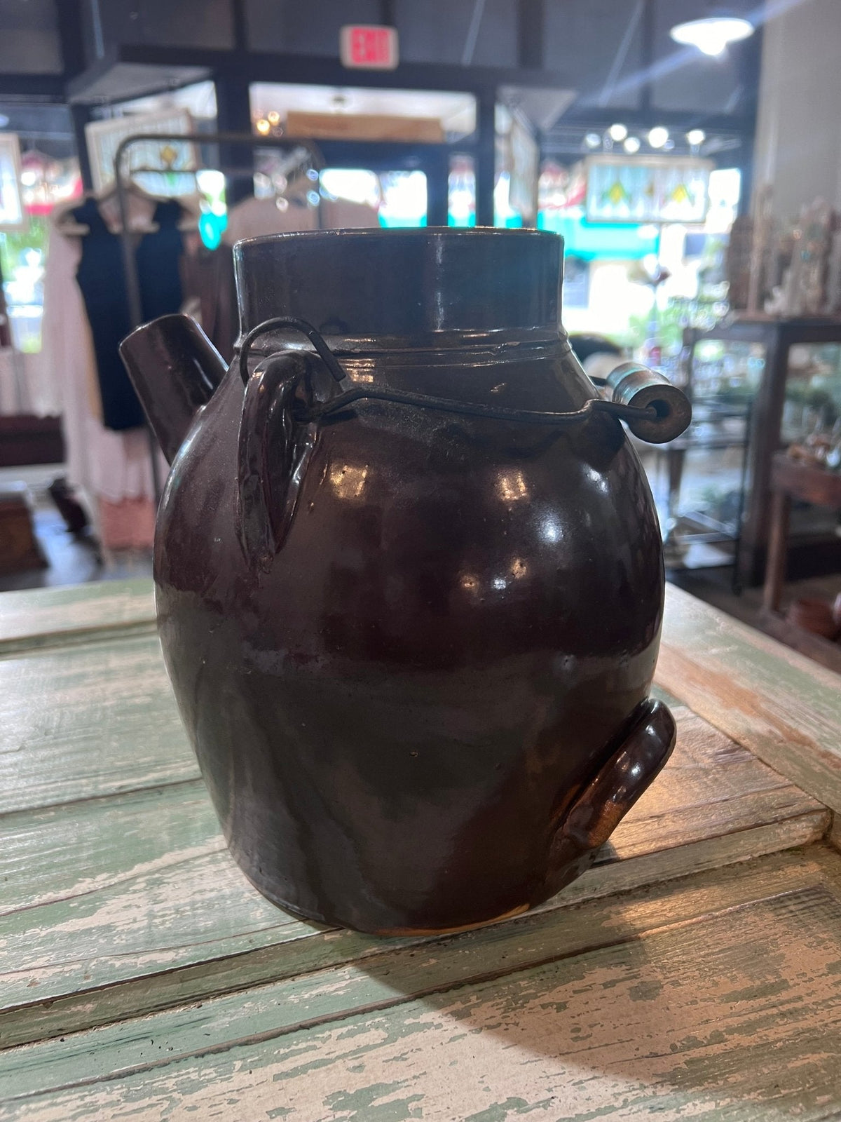 Antique Early Brown Batter Jug w handle - The Mustard Seed Collection, The Seed