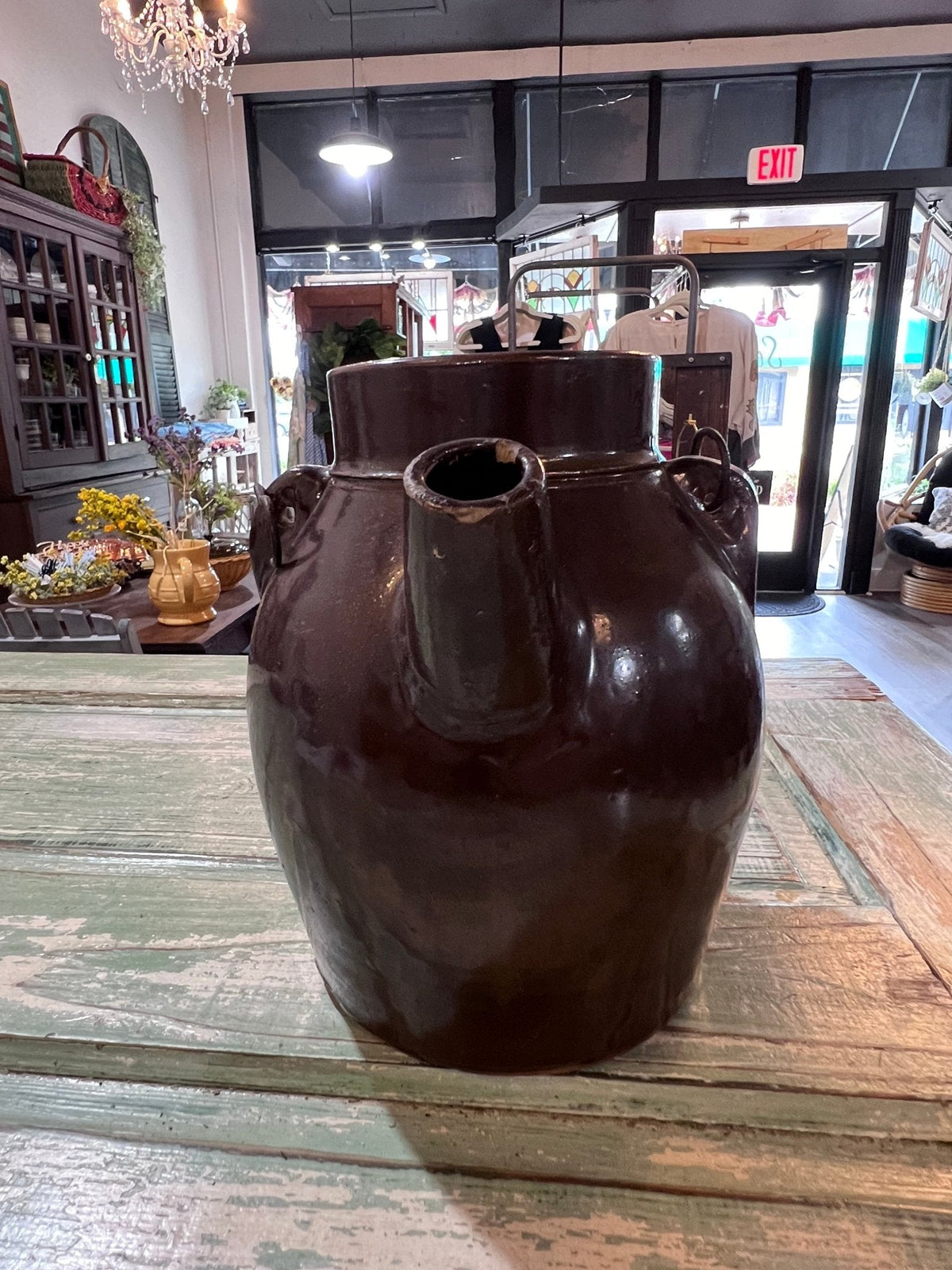 Antique Early Brown Batter Jug w handle - The Mustard Seed Collection, The Seed