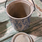Antique Early Tall Blue White Spongeware Butter Pantry Crock w lid and handle