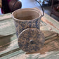 Antique Early Tall Blue White Spongeware Butter Pantry Crock w lid and handle