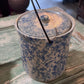 Antique Early Tall Blue White Spongeware Butter Pantry Crock w lid and handle