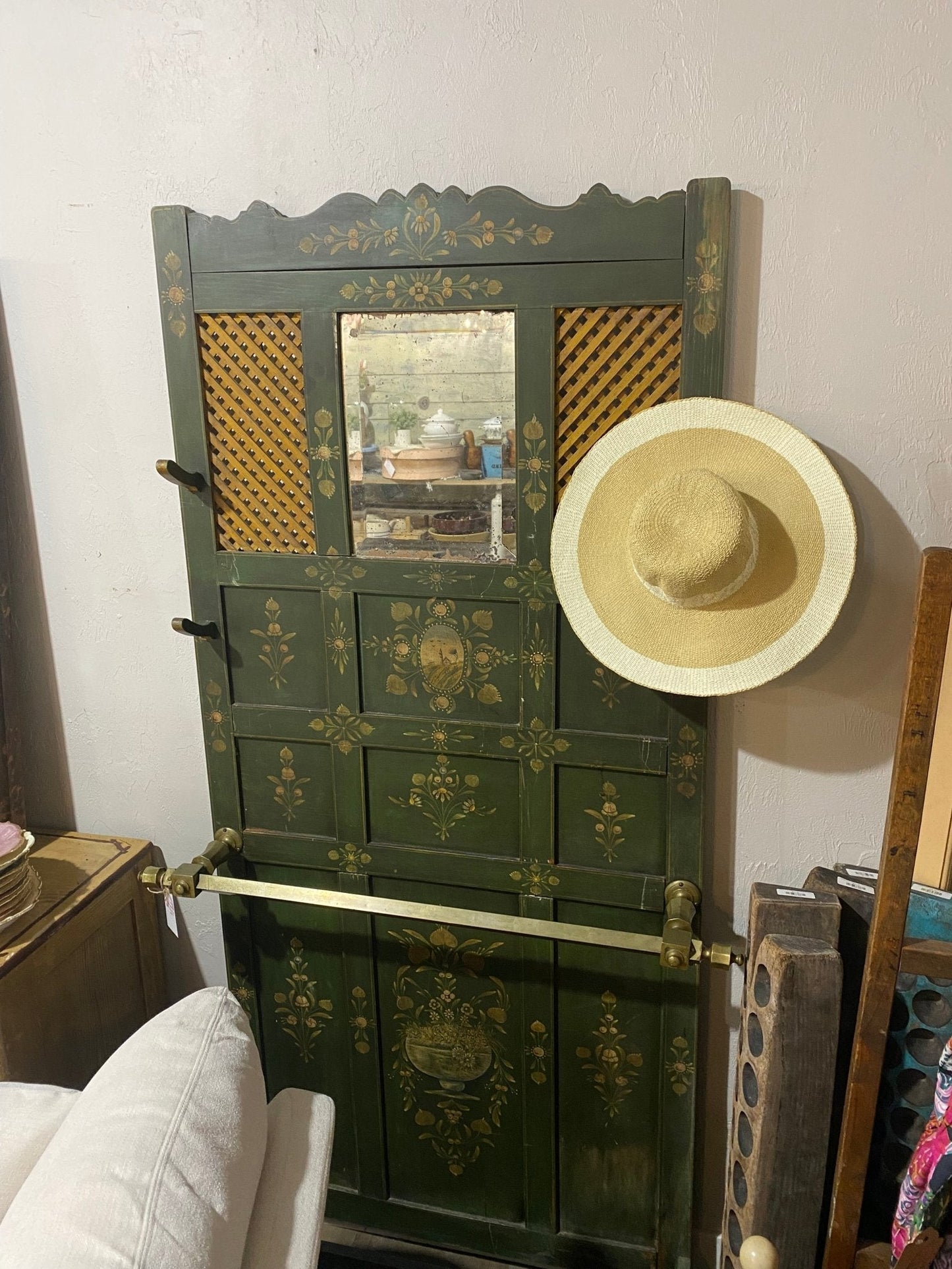 Antique Hand Painted Hall Tree 
