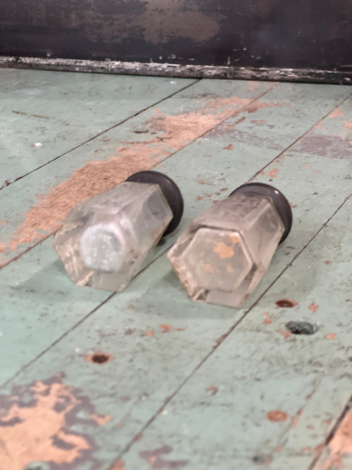 Antique Heisey Cut Glass Salt & Pepper Shakers with Sterling Tops – 2" 