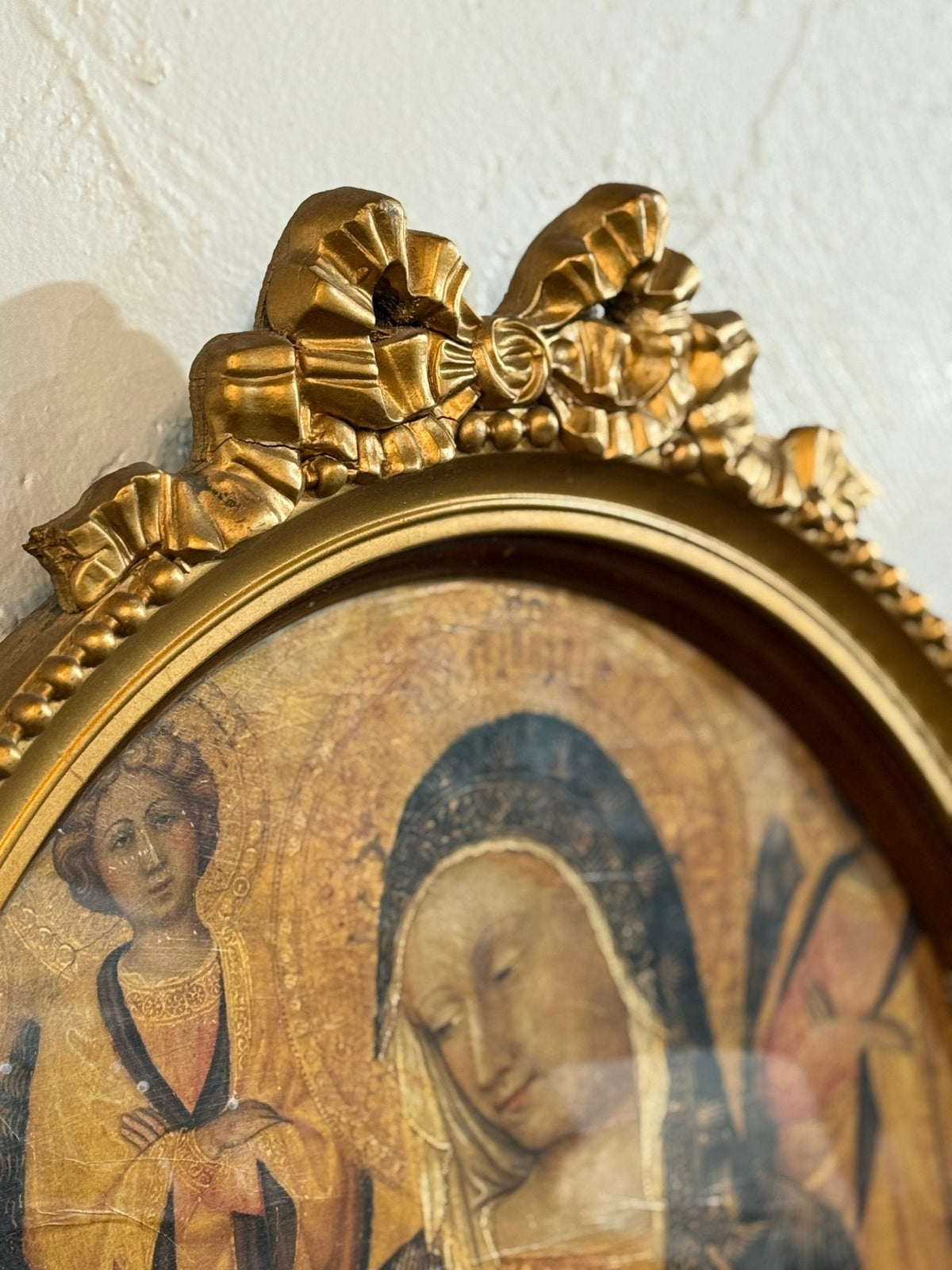 Antique Oval Framed Decoupage of the Virgin Mary - The Mustard Seed Collection, The Seed