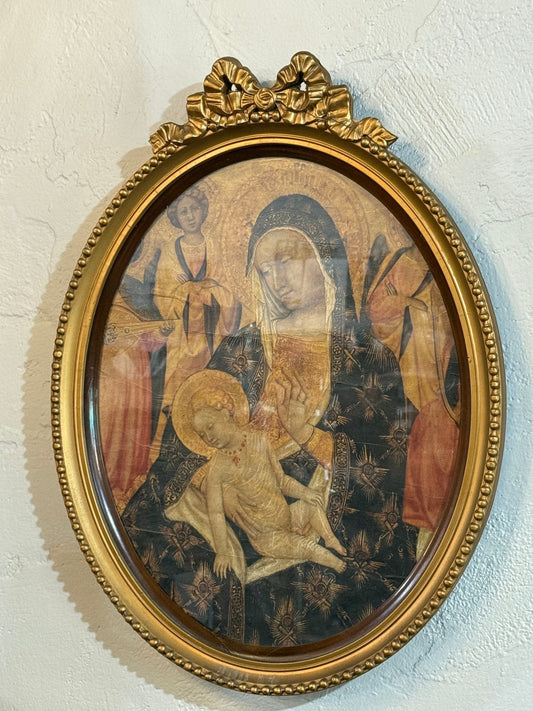 Antique Oval Framed Decoupage of the Virgin Mary - The Mustard Seed Collection, The Seed