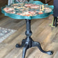 Antique Pie-Crust Tea Table in Athenian Black, Knights Bridge, & IOD Joie des Roses - The Mustard Seed Collection, The Seed