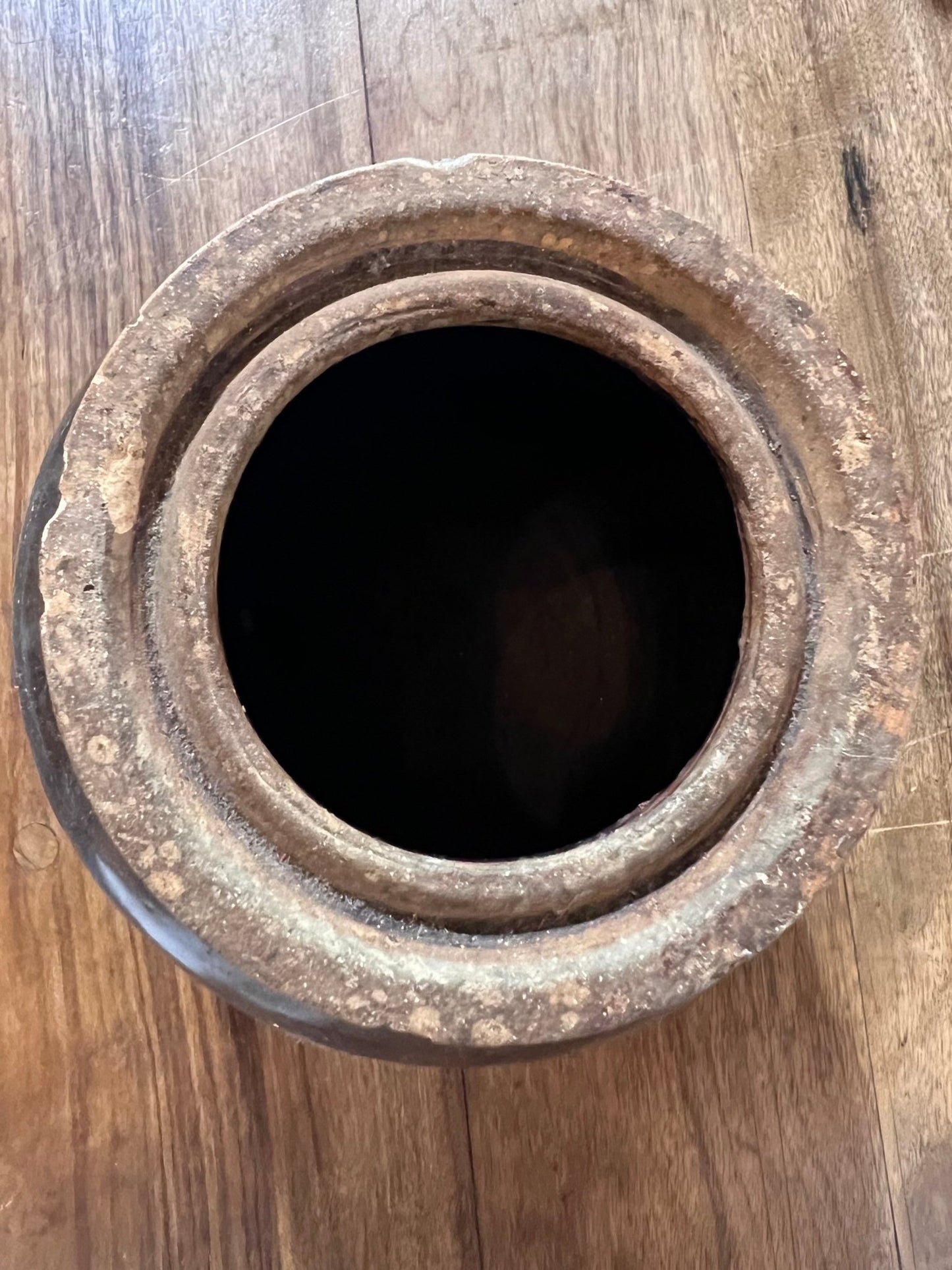 Antique Primitive Brown Stoneware Crock Jar – Vintage Glazed Albany Slip Preserves Pot (7" x 6") - The Mustard Seed Collection, The Seed