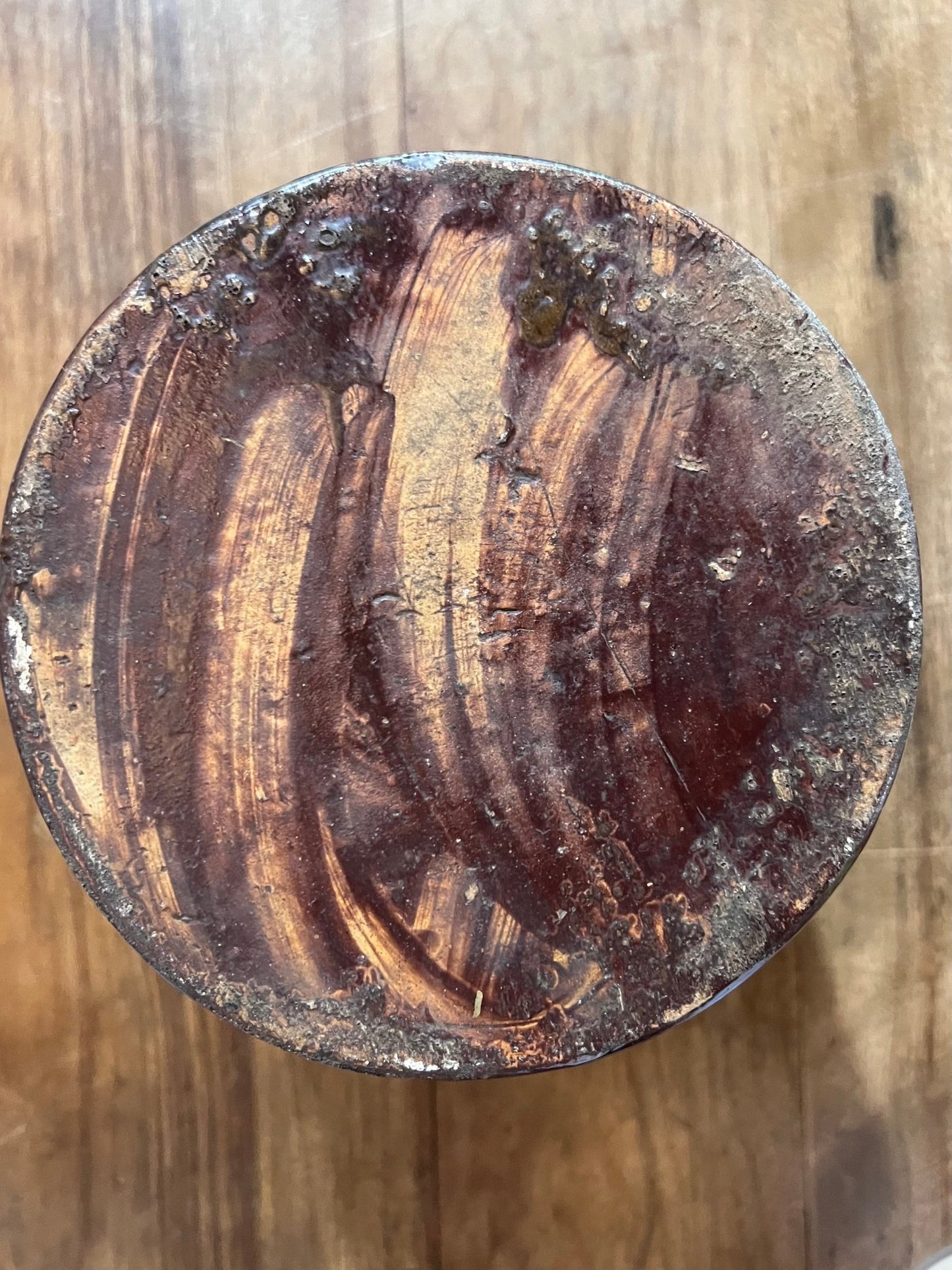 Antique Primitive Brown Stoneware Crock Jar – Vintage Glazed Albany Slip Preserves Pot (7" x 6") - The Mustard Seed Collection, The Seed