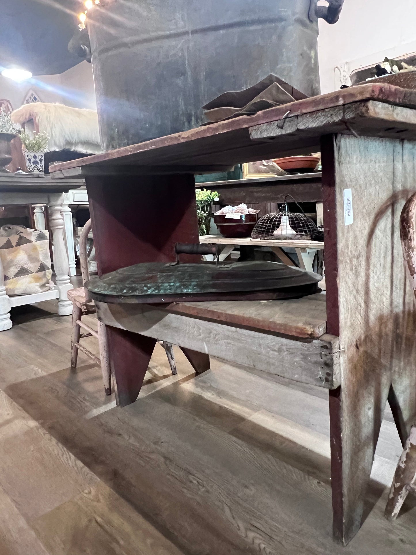 Antique Primitive Bucket Table
