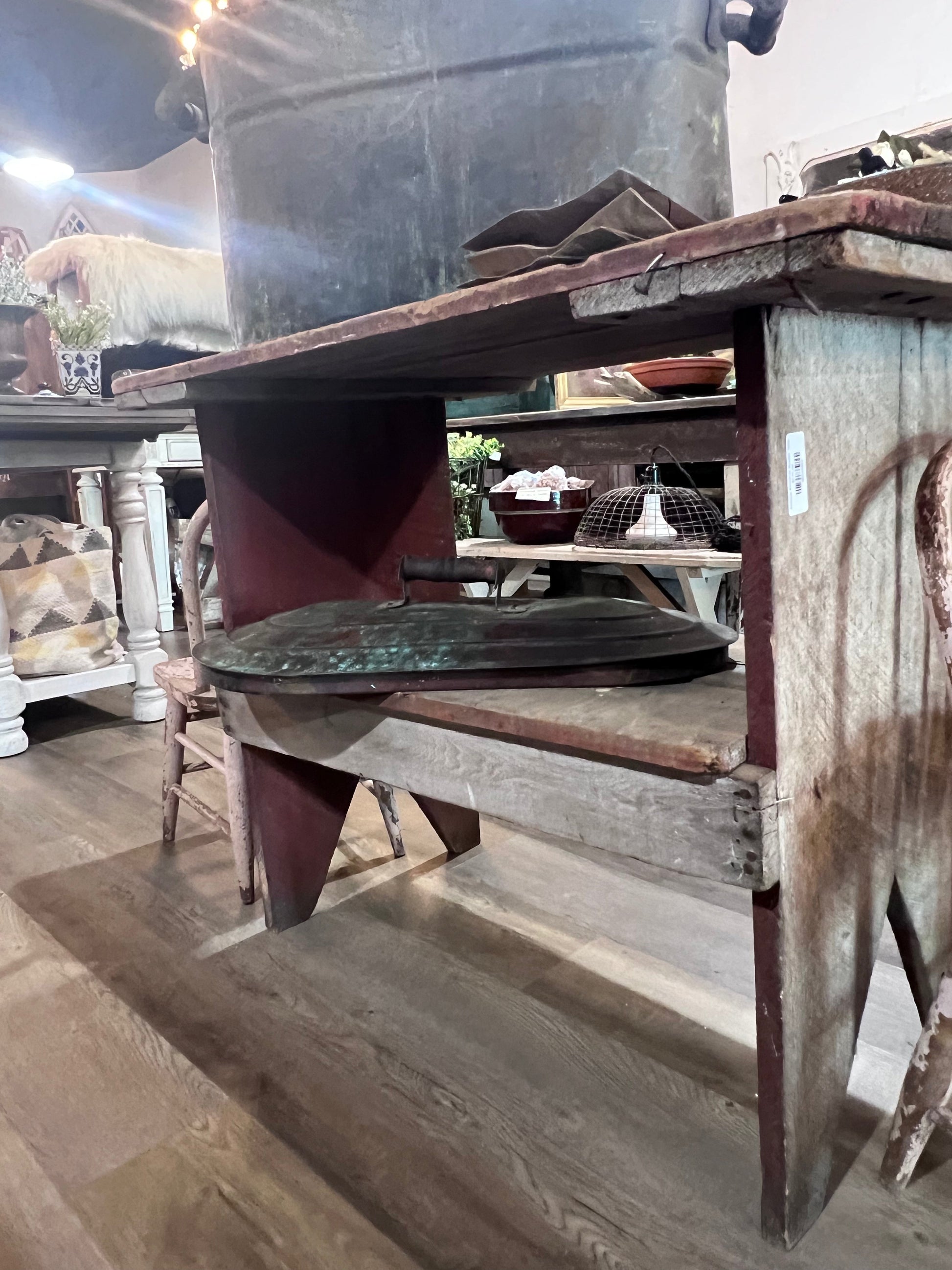 Antique Primitive Bucket Table