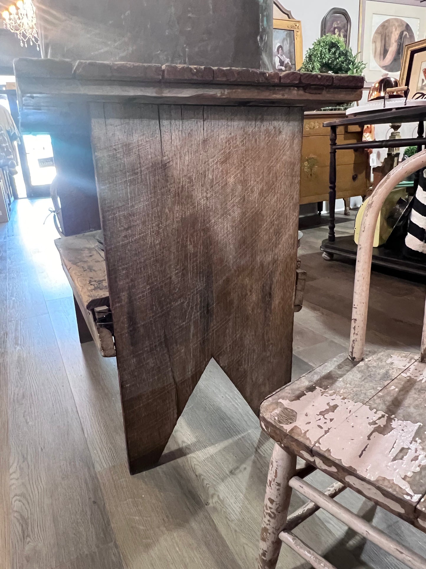 Antique Primitive Bucket Table
