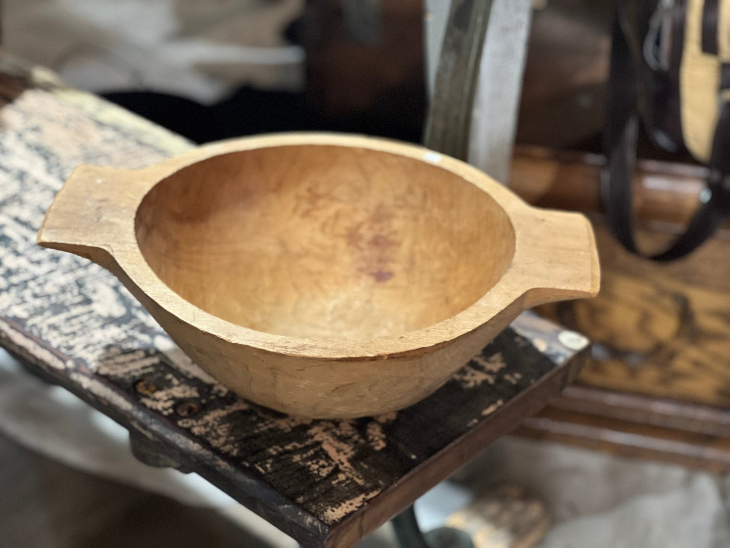 Antique Primitive Round Dough Bowl - The Mustard Seed Collection, The Seed
