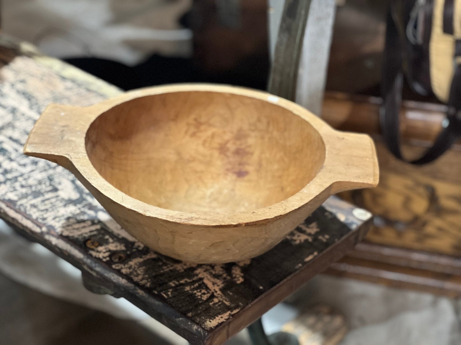 Antique Primitive Round Dough Bowl - The Mustard Seed Collection, The Seed