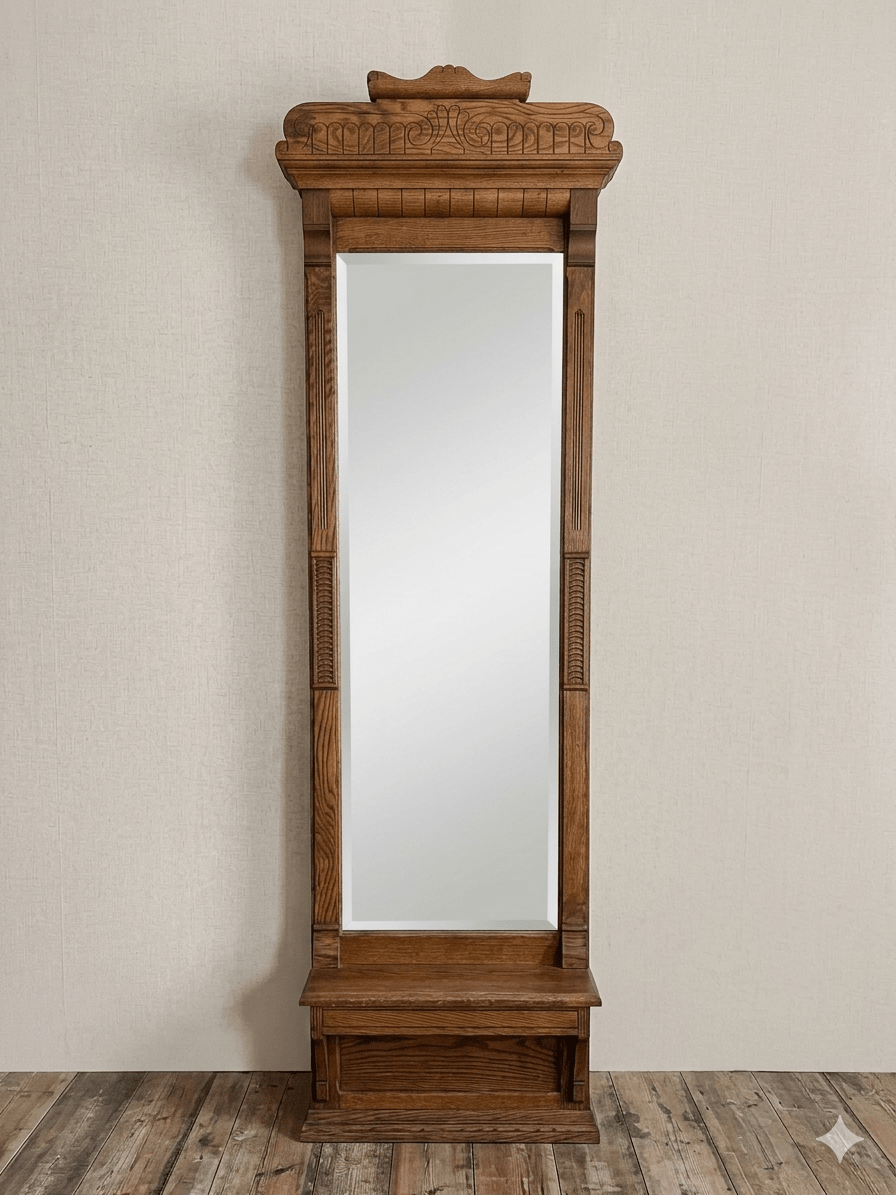 Antique Quarter Sawn Oak Pier Mirror & Hall Tree - The Mustard Seed Collection, The Seed